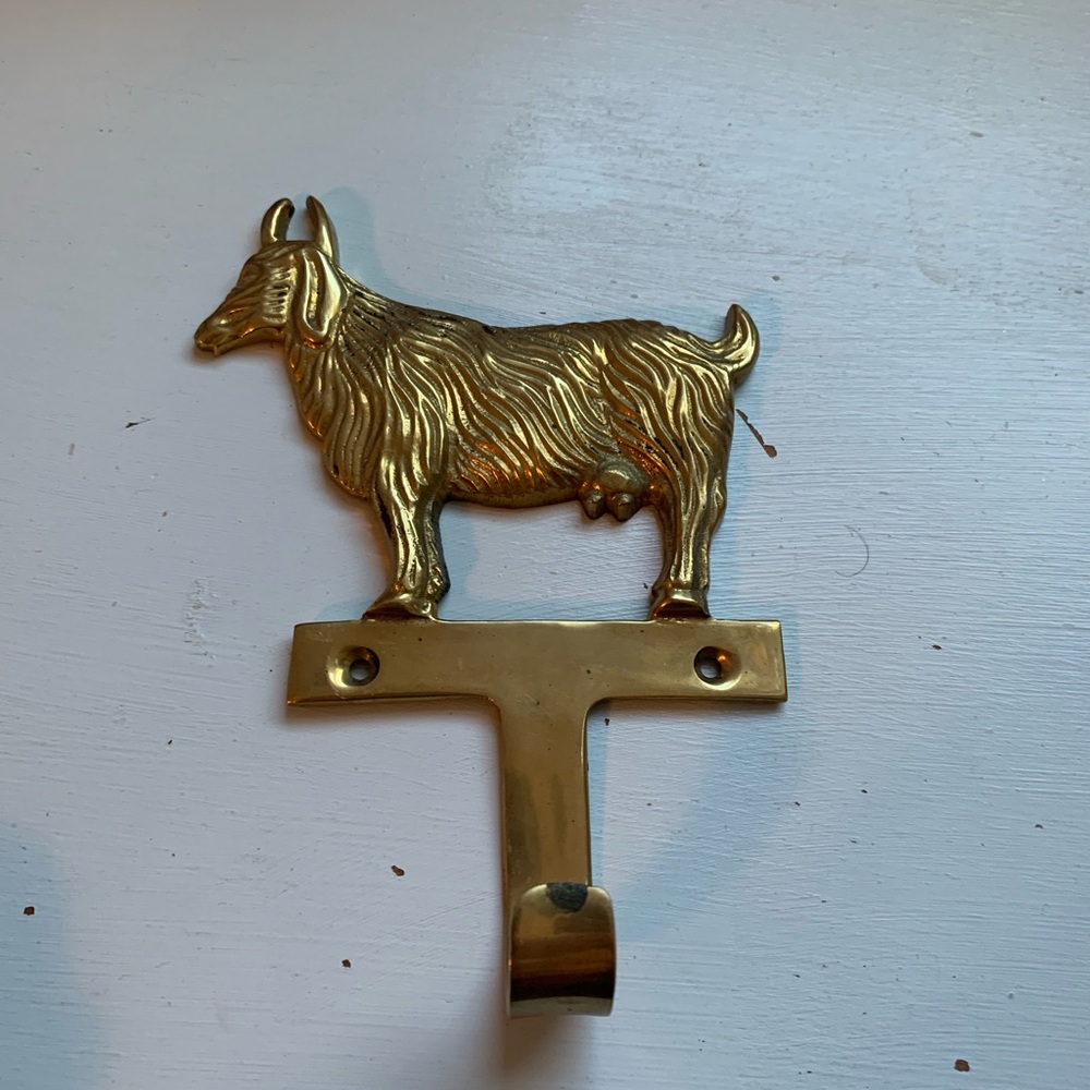 Vintage Brass Goat Wall Hook - Picture 3 of 4